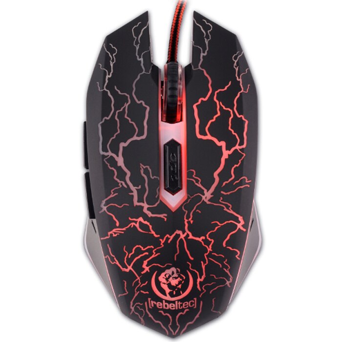 Mouse gaming cu fir Diablo, USB, 1.5m, 2400 dpi, 6 butoane, Iluminare rosu, Black