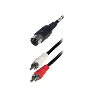 Cablu audio 1,5m 2x RCA tata la 5 pin DIN tata, directie semnal de la RCA la DIN Cablu audio 1,5m 2x RCA tata la 5 pin DIN tata, directie semnal de la RCA la DIN