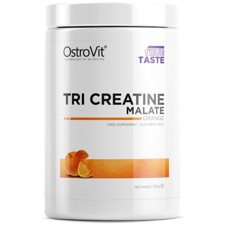 OstroVit Tri kreatin-malát por, 500 g, narancs