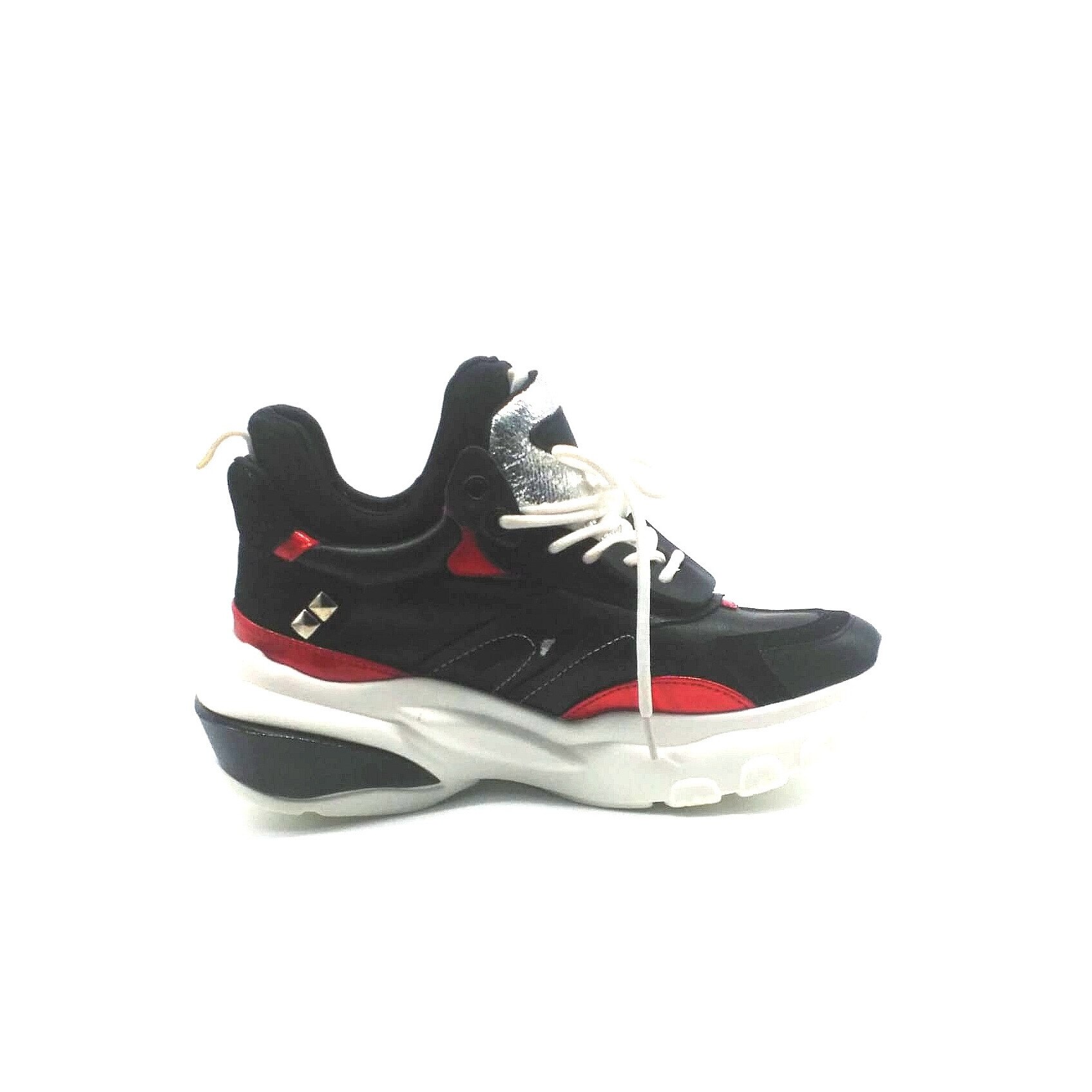Pantofi sport Dama cu glezna inalta, Buonarotti, Negru Rosu