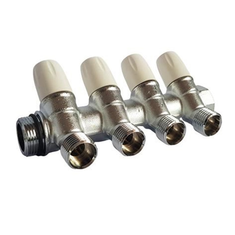 Distribuitor cromat cu robineti 3/4x4 cai TIEMME Raccorderie