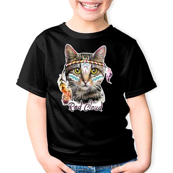 Tricou Negru Copii Pisica Indiana, Negru Tricou Negru Copii Pisica Indiana, Negru