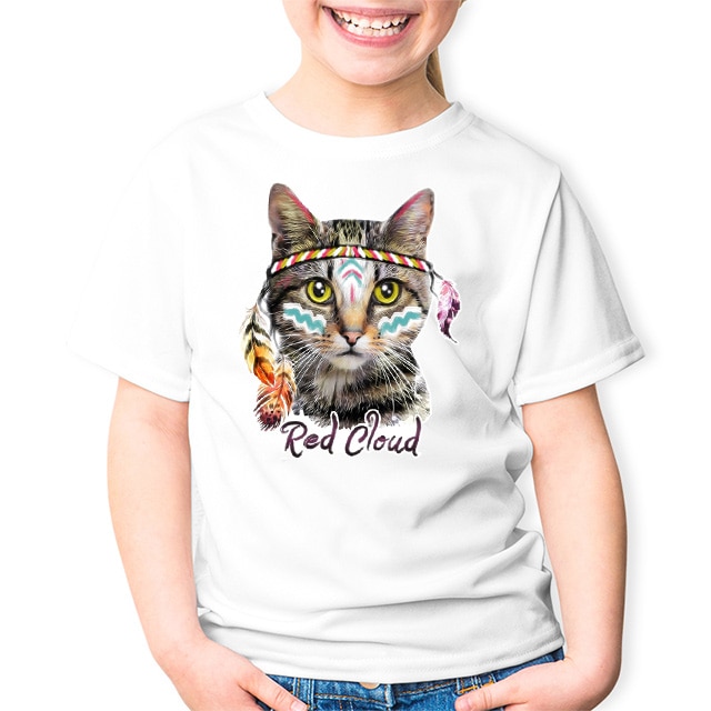 Tricou Alb Copii Pisica Indiana, Alb