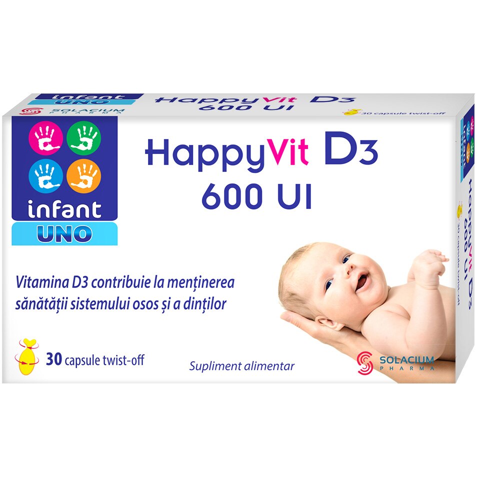 Happy Vit D3 600 UI, Solacium, 30 capsule