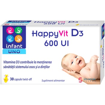 Happy Vit D3 600 UI, Solacium, 30 capsule Happy Vit D3 600 UI, Solacium, 30 capsule
