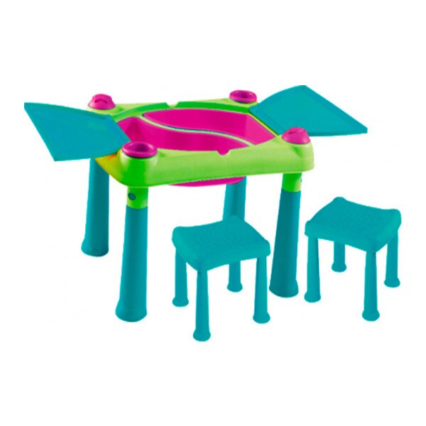 Set 2 scaunele fara spatar + masuta apa si nisip