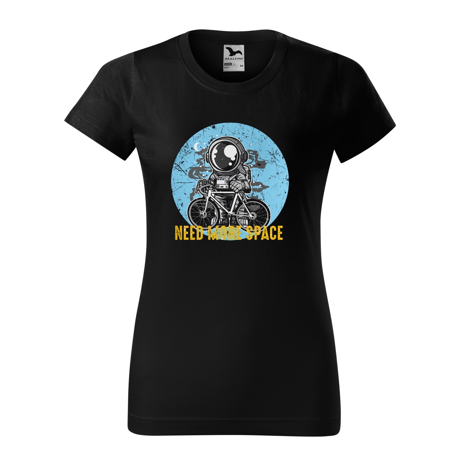 Tricou clasic, la baza gatului, negru, pentru dama, idee de cadou pentru biciclisti, Need More Space for Cycling, marime XL