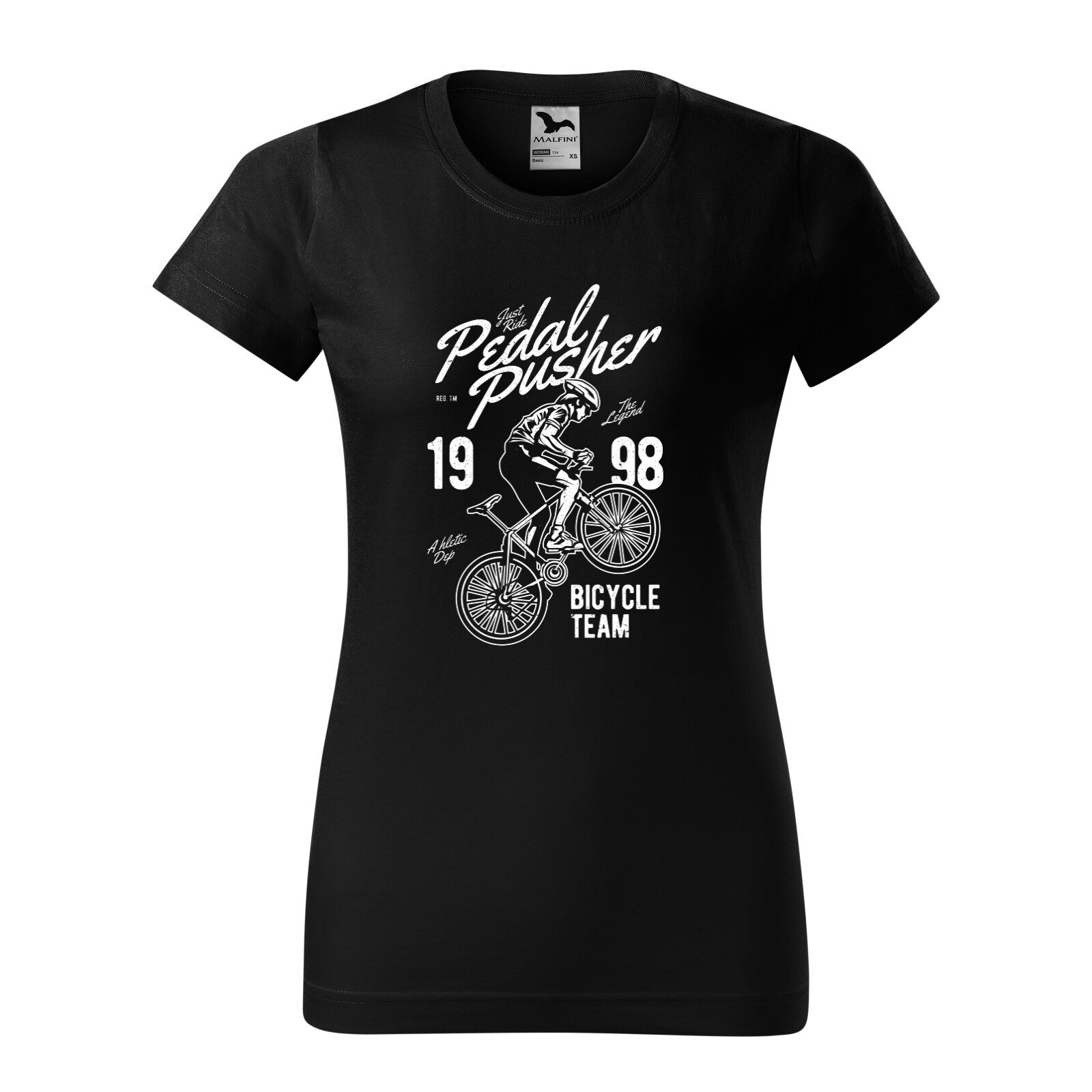 Tricou clasic, la baza gatului, negru, pentru dama, idee de cadou pentru biciclisti, The Legend Pedal Pusher, marime XS