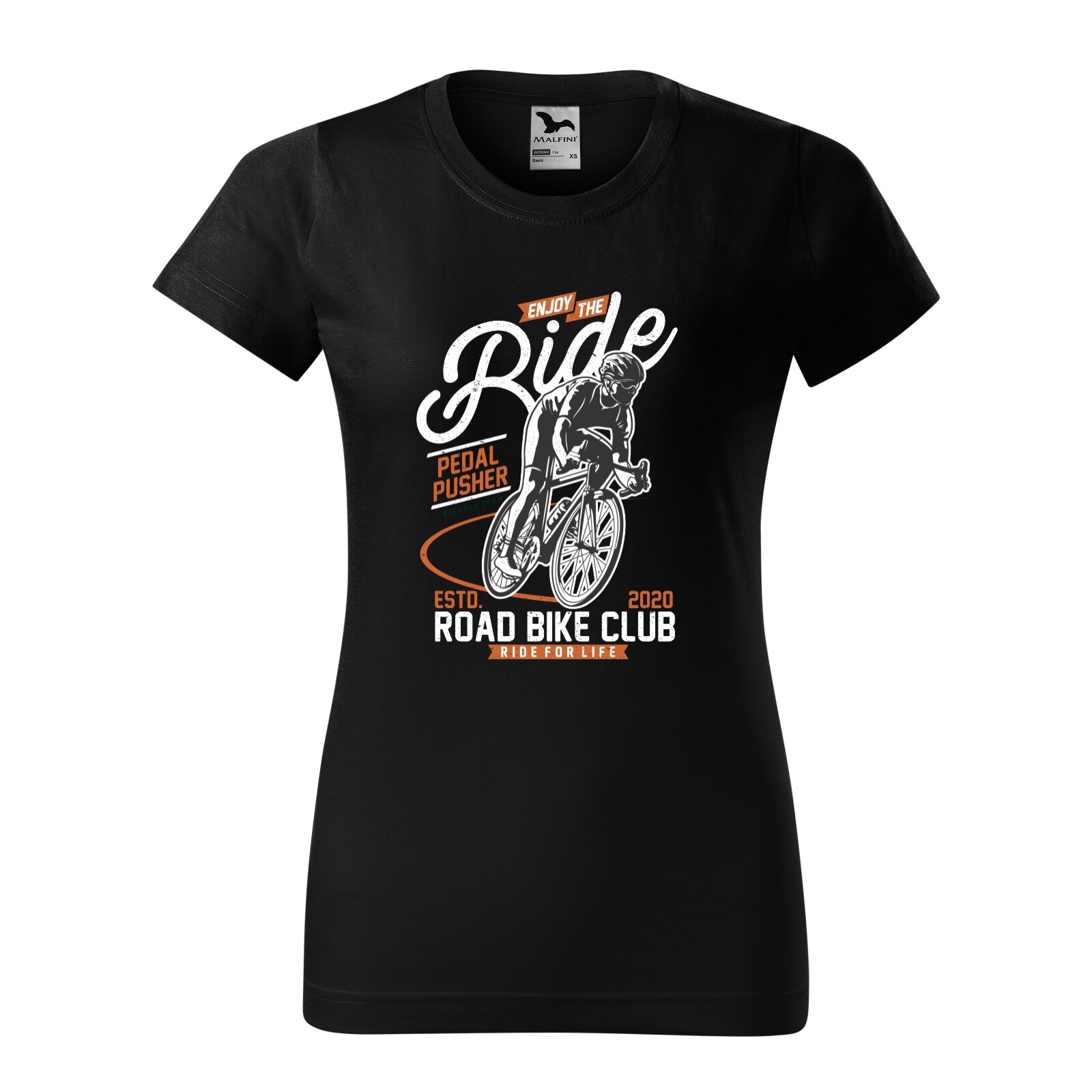 Tricou clasic, la baza gatului, negru, pentru dama, idee de cadou pentru biciclisti, Enjoy the Ride Pedal Pusher, marime S