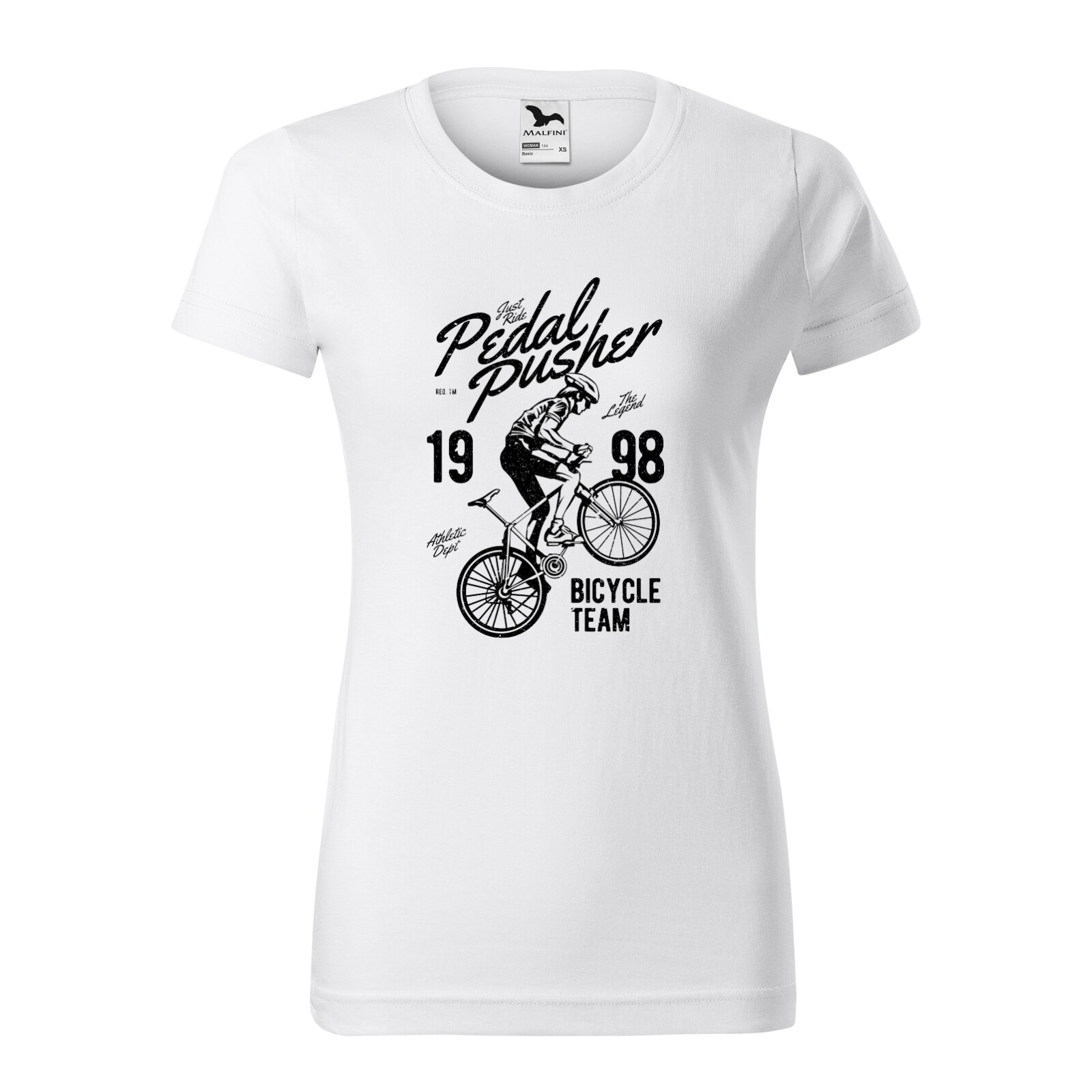 Tricou clasic, la baza gatului, alb, pentru dama, idee de cadou pentru biciclisti, The Legend Pedal Pusher, marime S