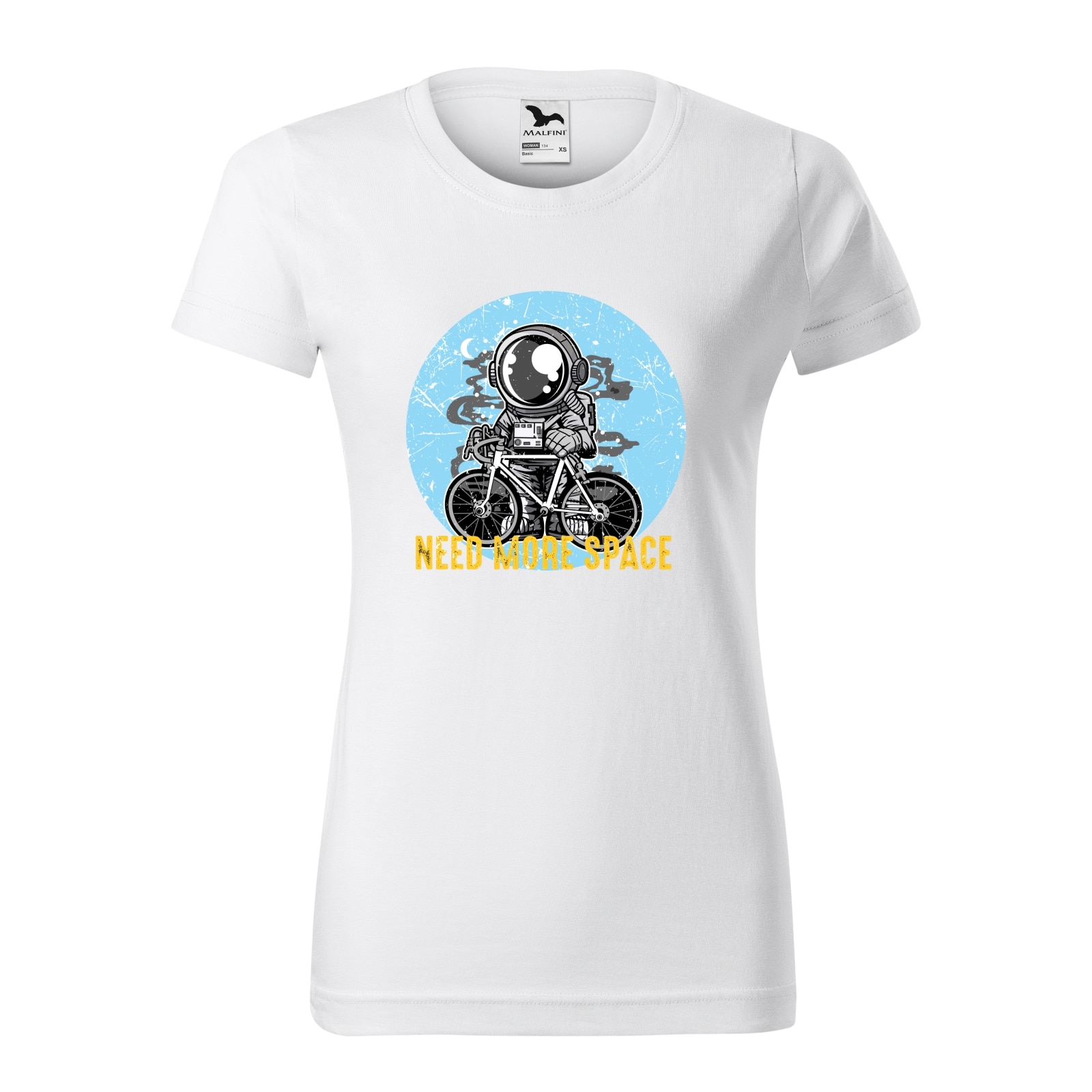 Tricou clasic, la baza gatului, alb, pentru dama, idee de cadou pentru biciclisti, Need More Space for Cycling, marime M