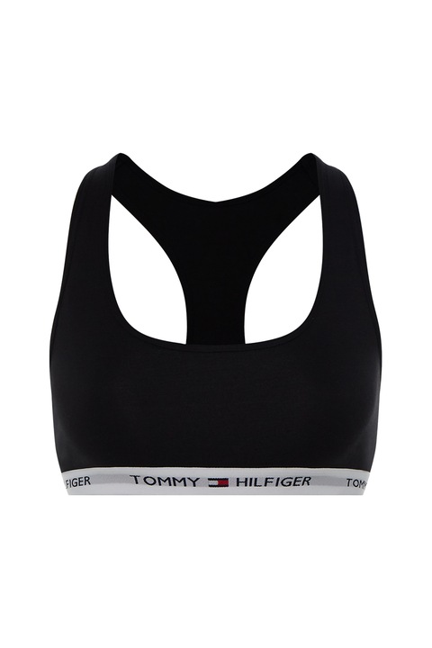 Tommy Hilfiger, Melltartó sportos kialakítású hátrésszel és logós pánttal, Fekete, XS