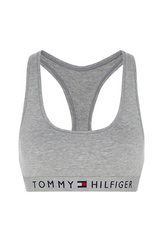 Tommy Hilfiger, Bustiera cu decolteu pe partea din spate si banda elastica, Gri Tommy Hilfiger, Bustiera cu decolteu pe partea din spate si banda elastica, Gri