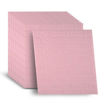 Set 10 x Tapet 3D Autoadeziv , design modern , rezistent la apa , usor de curatat , dimensiuni 77x70cm , model caramida in relief , roz Selling Depot ® Set 10 x Tapet 3D Autoadeziv , design modern , rezistent la apa , usor de curatat , dimensiuni 77x70cm , model caramida in relief , roz Selling Depot ®