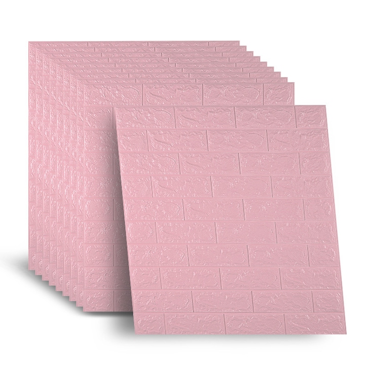 Selling Depot ® 3D Öntapadó Tapéta Készlet, 10 db, modern kivitelű, vízálló, könnyen tisztítható, 77x70cm, dombornyomott téglamintás, rózsaszín