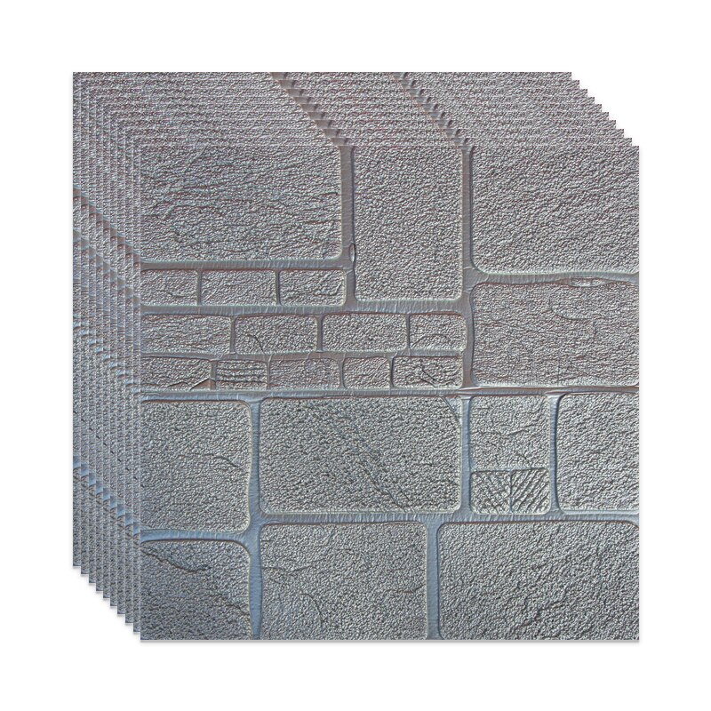 Set 10 x Tapet 3D Autoadeziv , design modern , rezistent la apa , usor de curatat , dimensiuni 70x70cm , model piatra in relief , gri Selling Depot ®
