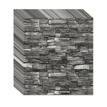 Set 10 x Tapet 3D Autoadeziv , design modern , rezistent la apa , usor de curatat , dimensiuni 77x70cm , model caramida in relief , gri/negru Selling Depot ® Set 10 x Tapet 3D Autoadeziv , design modern , rezistent la apa , usor de curatat , dimensiuni 77x70cm , model caramida in relief , gri/negru Selling Depot ®