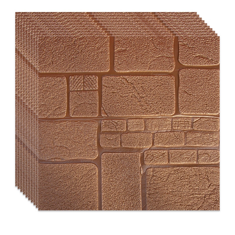 Set 10 x Tapet 3D Autoadeziv , design modern , rezistent la apa , usor de curatat dimensiuni 70x70cm , model piatra in relief , maro Selling Depot ®