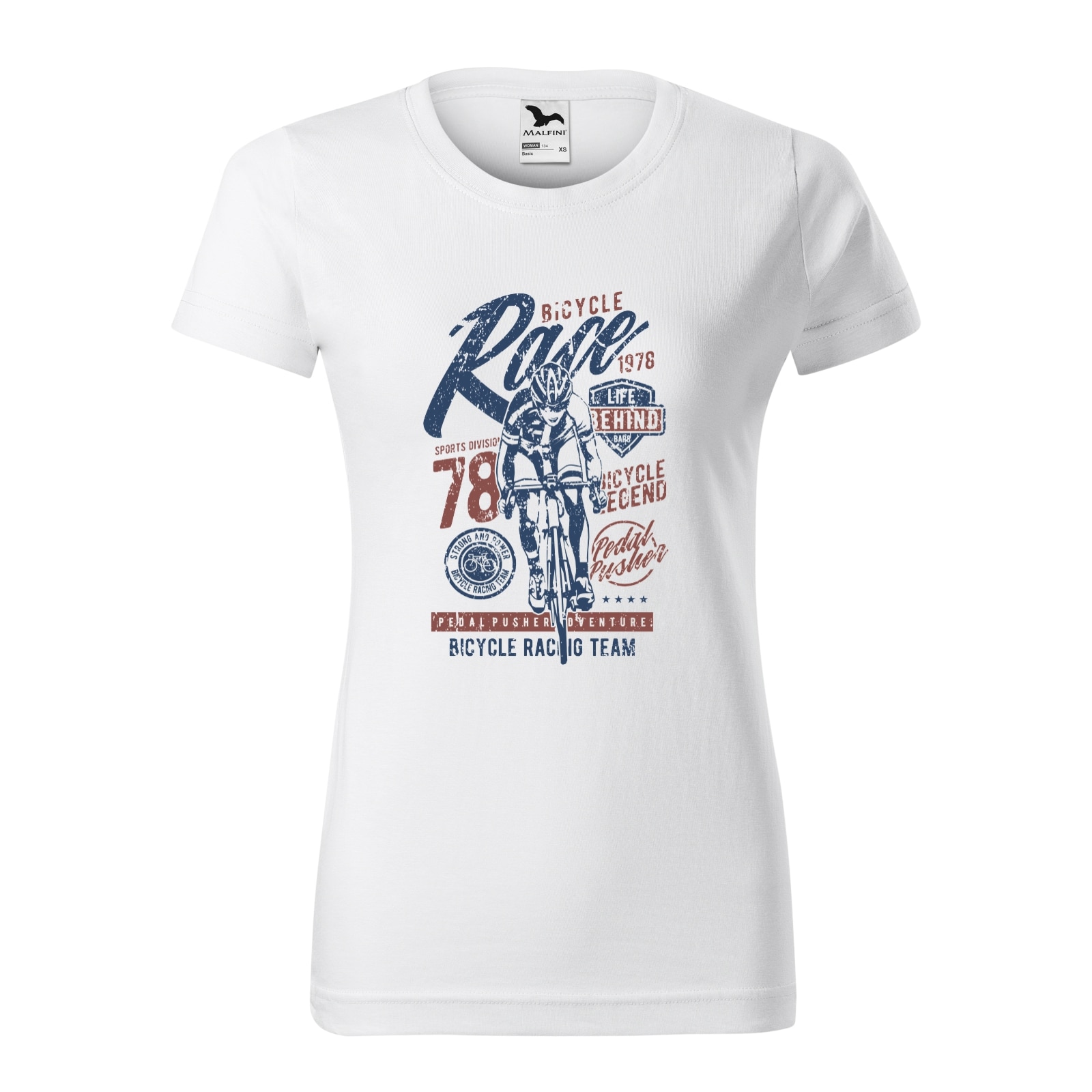 Tricou clasic, la baza gatului, alb, pentru dama, idee de cadou pentru biciclisti, Bicycle Race 1978, marime M