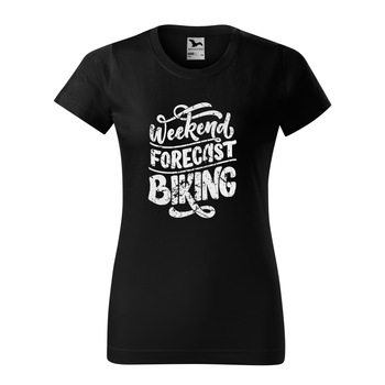 Tricou clasic, la baza gatului, negru, pentru dama, idee de cadou pentru biciclisti, Weekend Forecast Biking, marime XS Tricou clasic, la baza gatului, negru, pentru dama, idee de cadou pentru biciclisti, Weekend Forecast Biking, marime XS