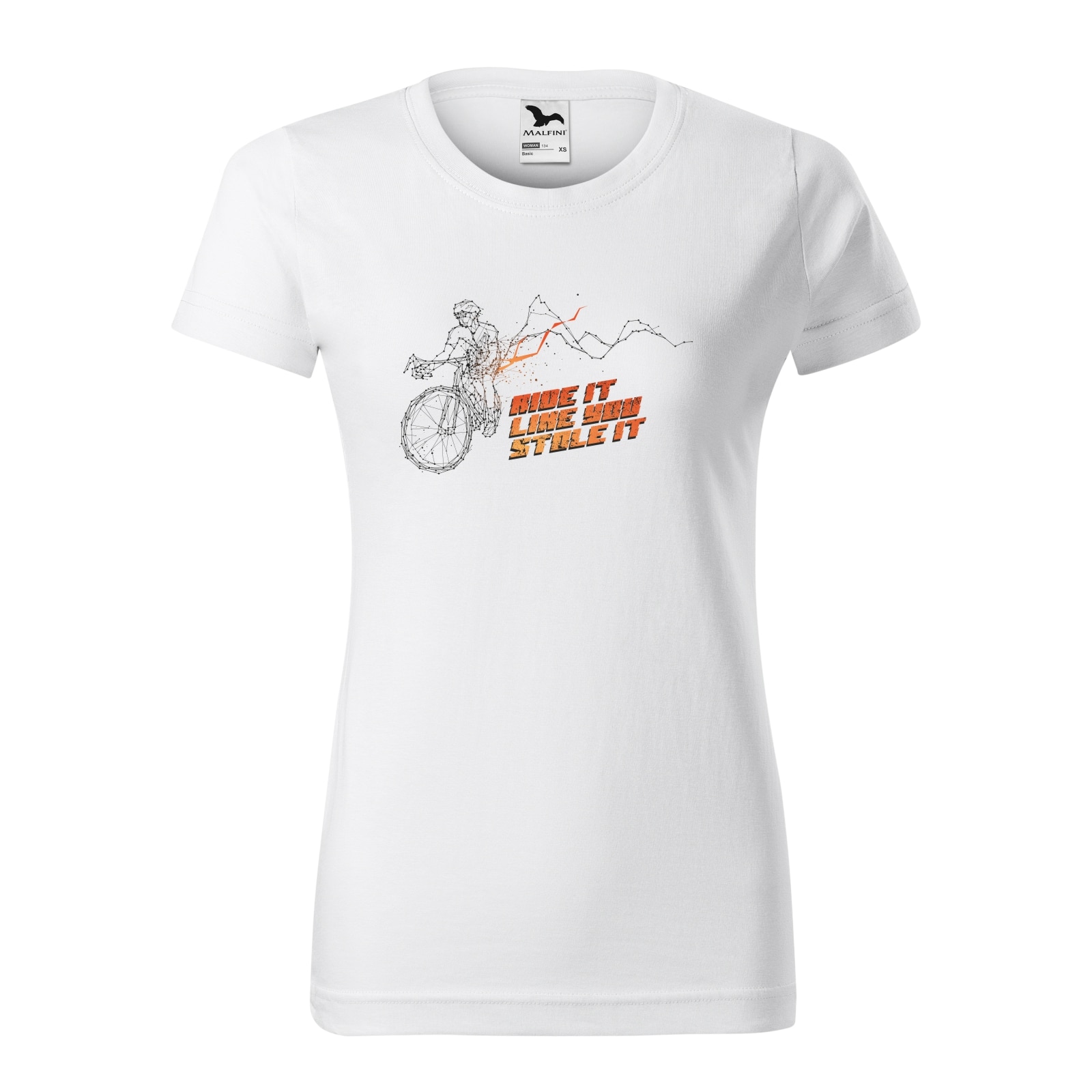 Tricou clasic, la baza gatului, alb, pentru dama, idee de cadou pentru biciclisti, Ride it Like You Stole This Bike, marime L