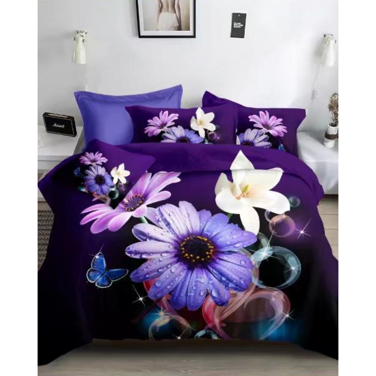 Set Lenjerie 3D Bumbac Satinat, 4 Piese, Pat 2 Persoane, DY-47