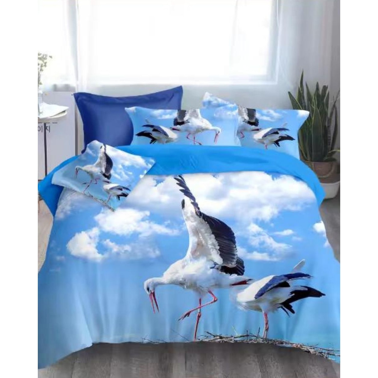 Set Lenjerie 3D Bumbac Satinat, 4 Piese, Pat 2 Persoane, DY-45