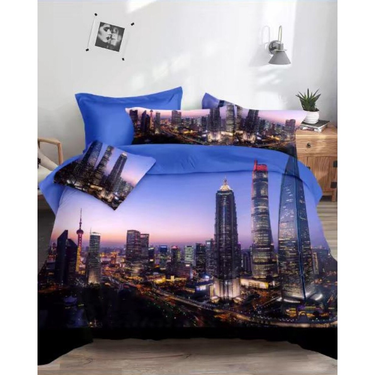 Set Lenjerie 3D Bumbac Satinat, 4 Piese, Pat 2 Persoane, DY-42