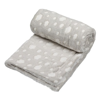 Patura moale pentru bebelusi, Zola, 140x100 cm, gri cu alb Patura moale pentru bebelusi, Zola, 140x100 cm, gri cu alb