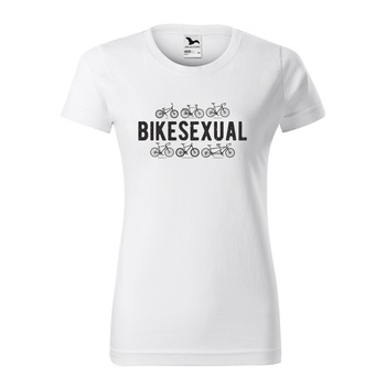 Tricou clasic, la baza gatului, alb, pentru dama, idee de cadou pentru biciclisti, BikeSexual, marime XS