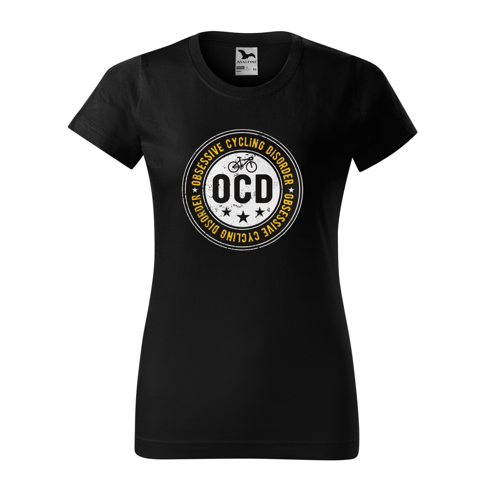 Tricou clasic, la baza gatului, negru, pentru dama, idee de cadou pentru biciclisti, Obsessive Cycling Disorder, marime 2XL