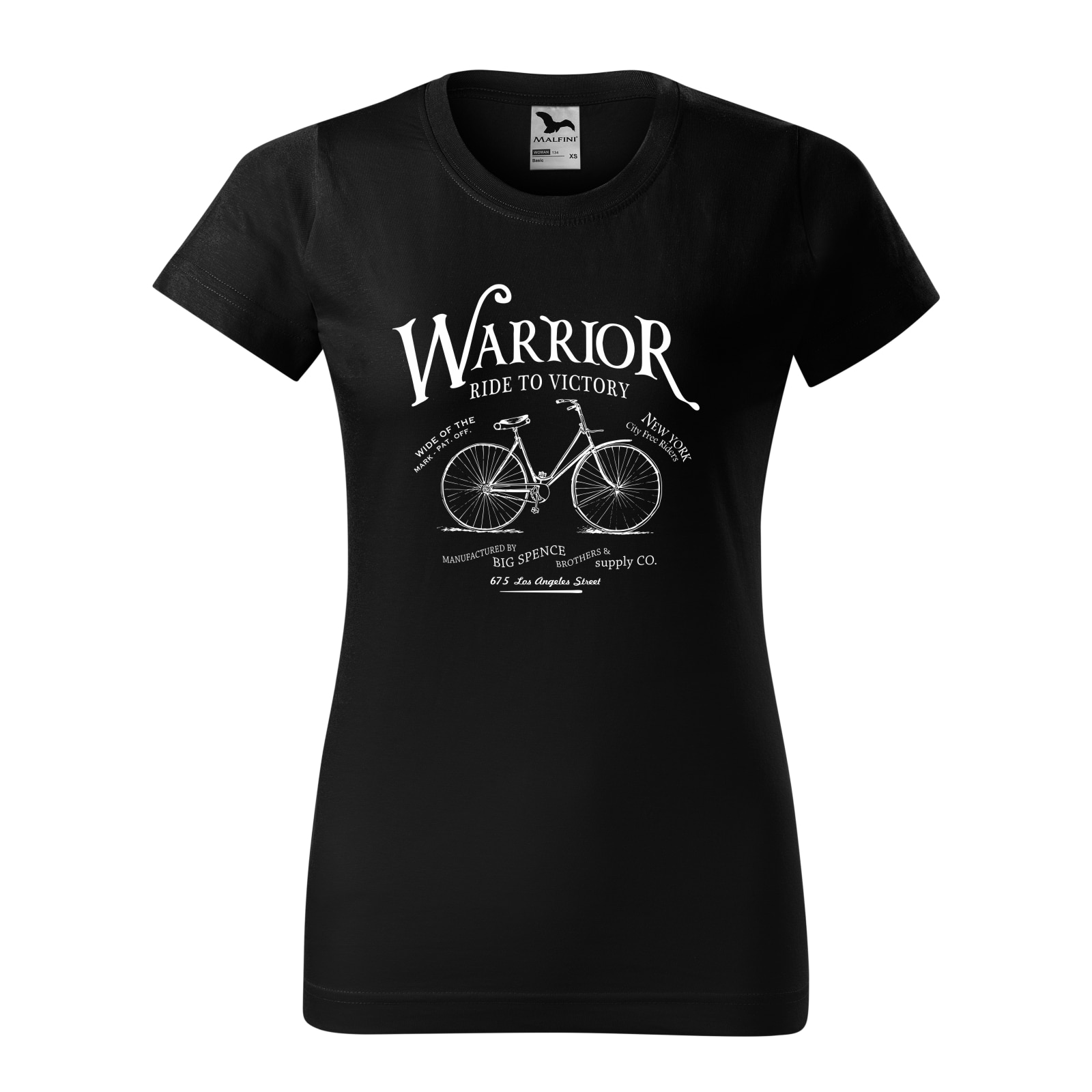 Tricou clasic, la baza gatului, negru, pentru dama, idee de cadou pentru biciclisti, Warrior Ride to Victory, marime L