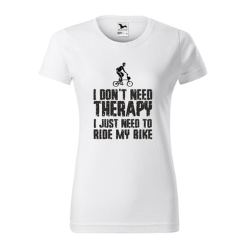 Tricou clasic, la baza gatului, alb, pentru dama, idee de cadou pentru biciclisti, I Dont Need Therapy, marime M