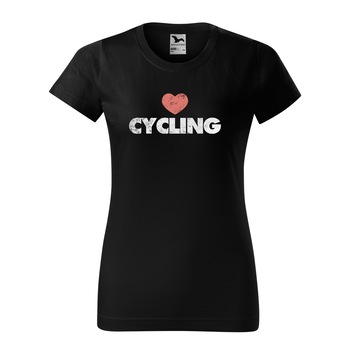 Tricou clasic, la baza gatului, negru, pentru dama, idee de cadou pentru biciclisti, We Love Cycling, marime S