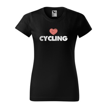 Tricou clasic, la baza gatului, negru, pentru dama, idee de cadou pentru biciclisti, We Love Cycling, marime S Tricou clasic, la baza gatului, negru, pentru dama, idee de cadou pentru biciclisti, We Love Cycling, marime S