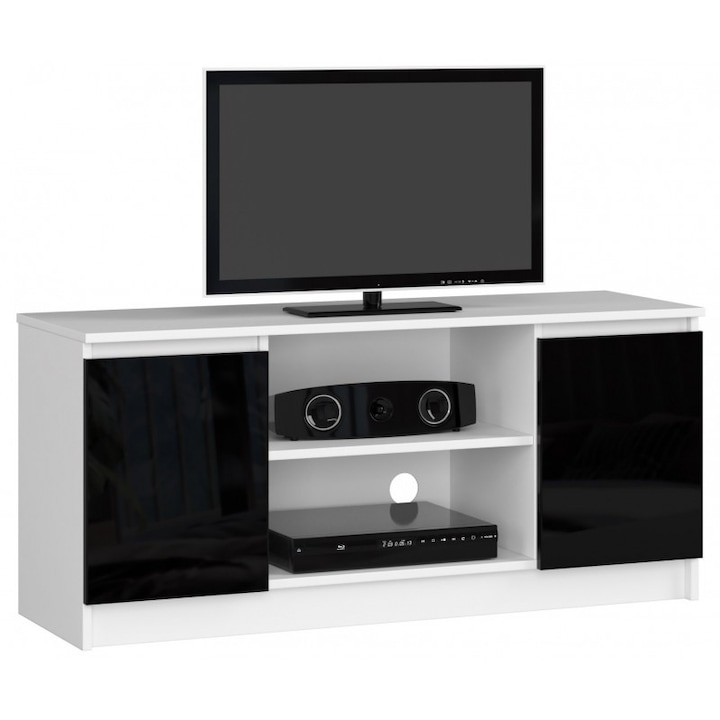 Agarn RTV K120 2D 1P CLP TV állvány, komód, fehér, fényes fekete