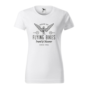 Tricou clasic, la baza gatului, alb, pentru dama, idee de cadou pentru biciclisti, House of Flying Bikes, marime 2XL