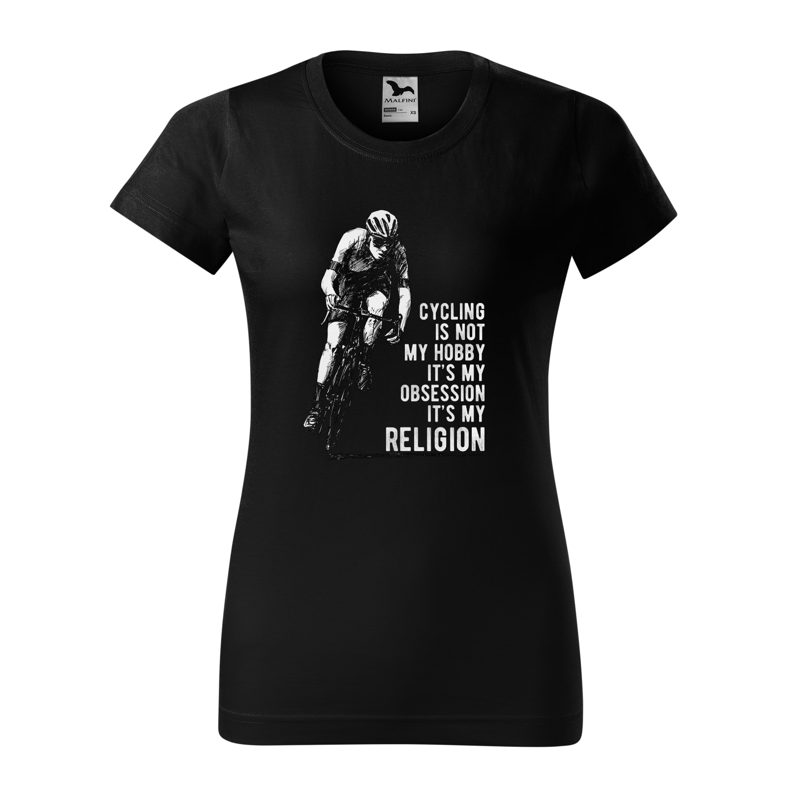 Tricou clasic, la baza gatului, negru, pentru dama, idee de cadou pentru biciclisti, Cycling is Not my Hobby, marime XS