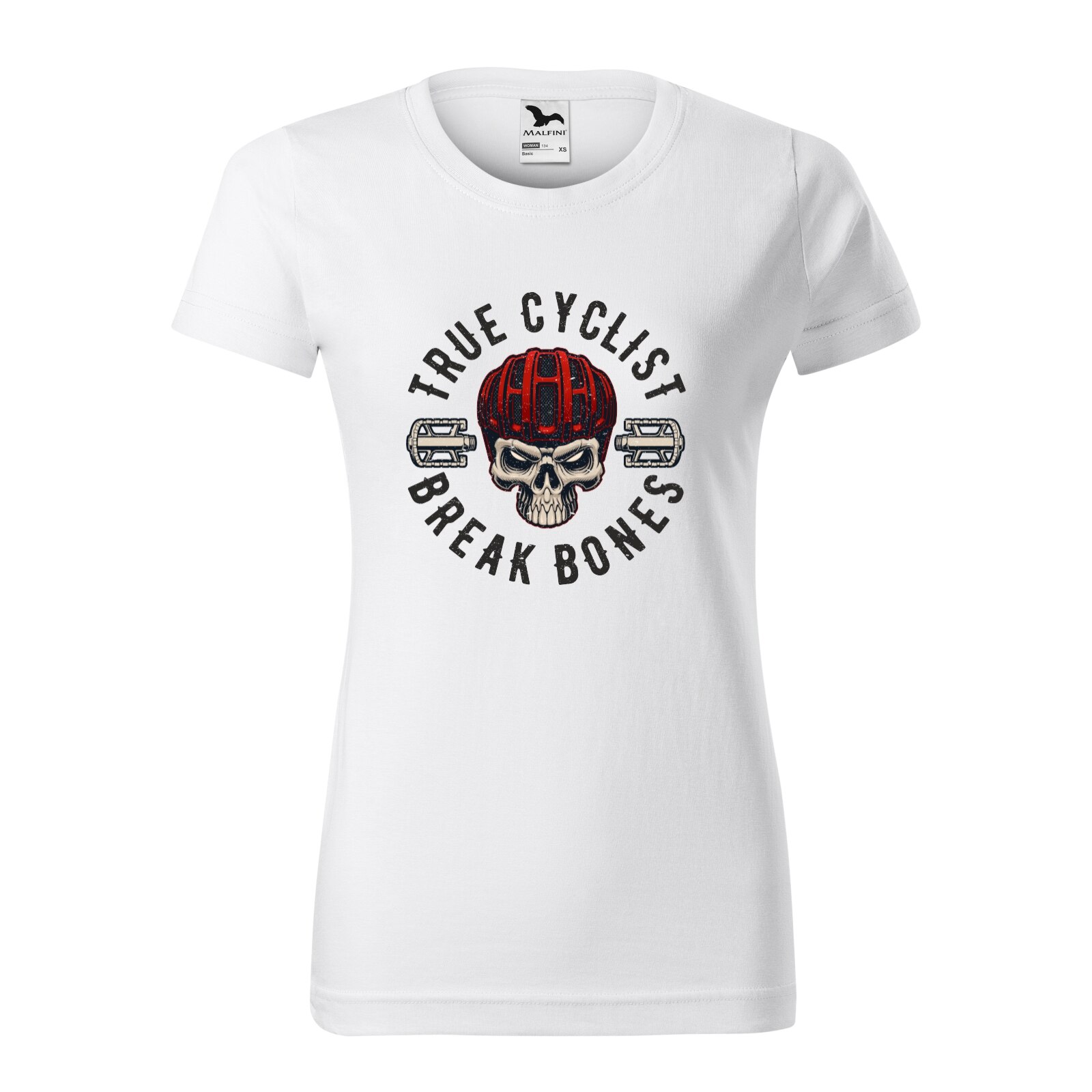 Tricou clasic, la baza gatului, alb, pentru dama, idee de cadou pentru biciclisti, True Cyclist Break Bones, marime XL