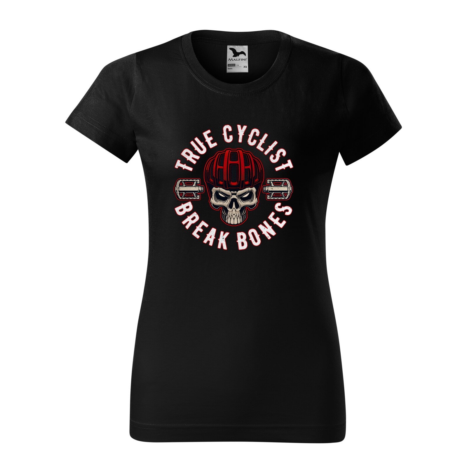 Tricou clasic, la baza gatului, negru, pentru dama, idee de cadou pentru biciclisti, True Cyclist Break Bones, marime S