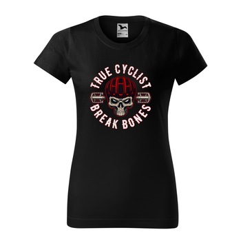 Tricou clasic, la baza gatului, negru, pentru dama, idee de cadou pentru biciclisti, True Cyclist Break Bones, marime S