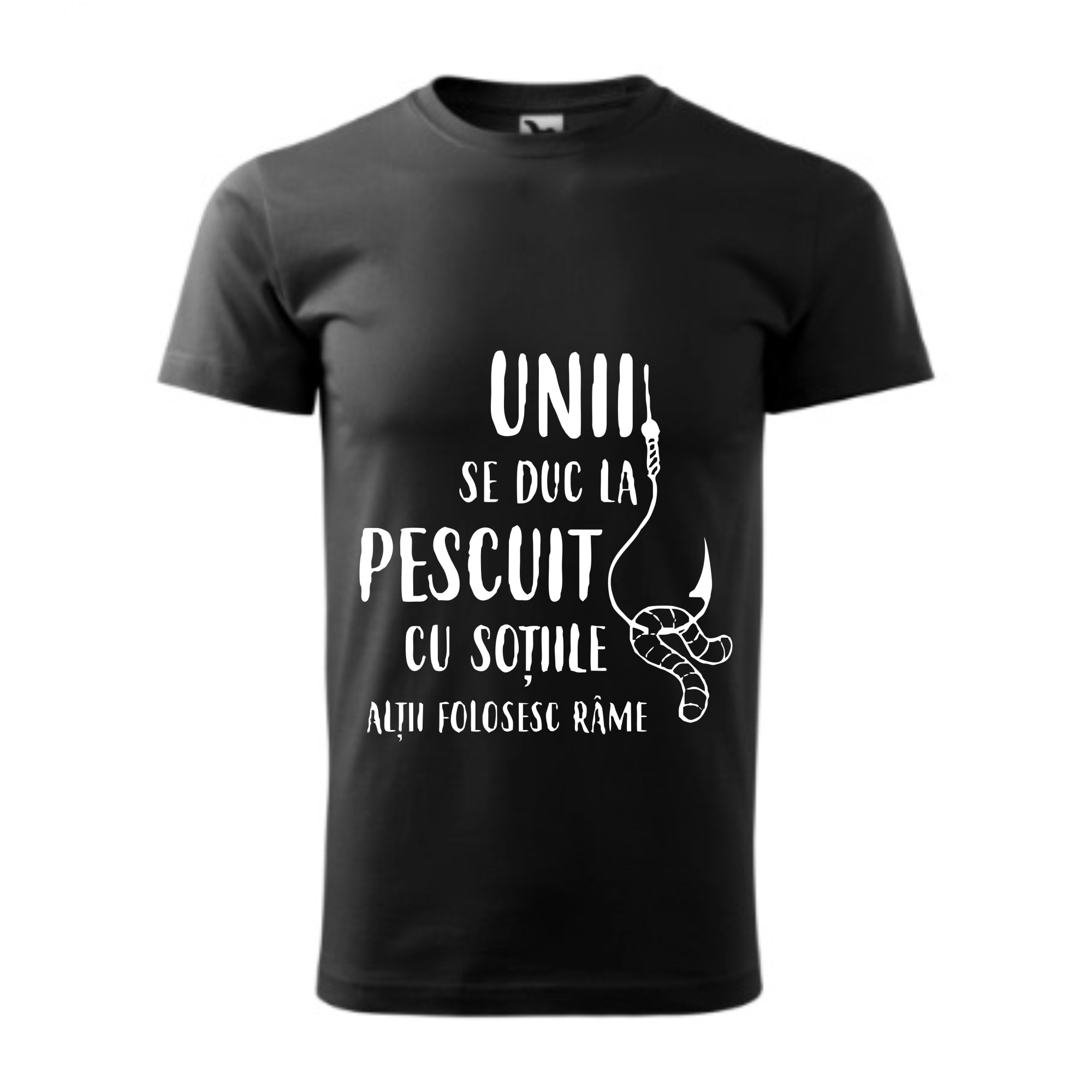 Tricou basic barbati personalizat, Adler, bumbac, negru , L INTL Pescuit cu sotiile