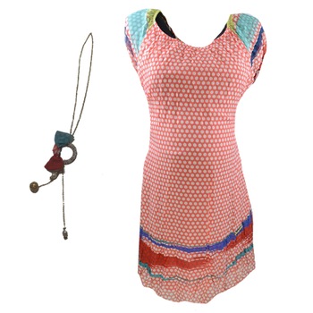 Set 2 piese colier si rochie pentru gravide New Star NS1P, Portocaliu, XL Set 2 piese colier si rochie pentru gravide New Star NS1P, Portocaliu, XL