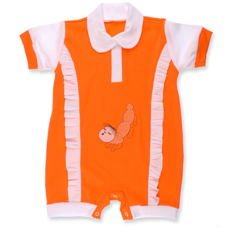 Salopeta de vara pentru fete Pifou S10P, Portocaliu, 68 cm