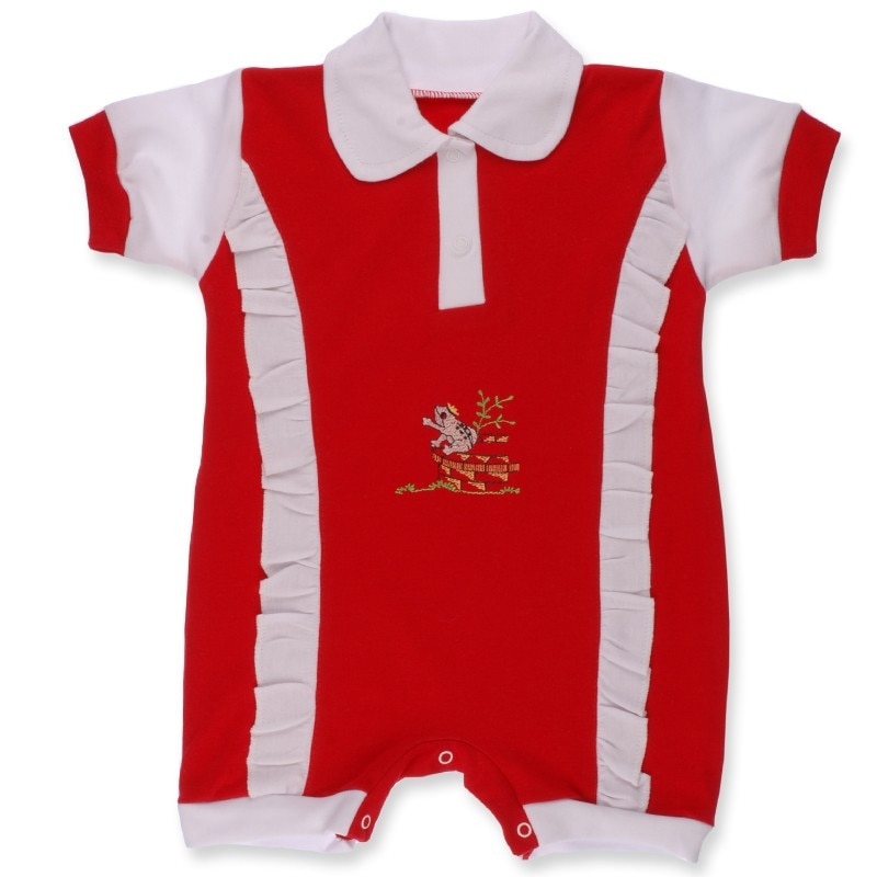 Salopeta de vara pentru fete Pifou S10RU, Rosu, 62 cm