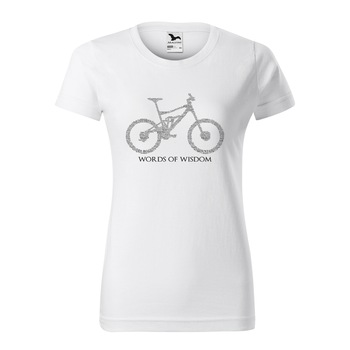 Tricou clasic, la baza gatului, alb, pentru dama, idee de cadou pentru biciclisti, Cyclism Words of Wisdom, marime S