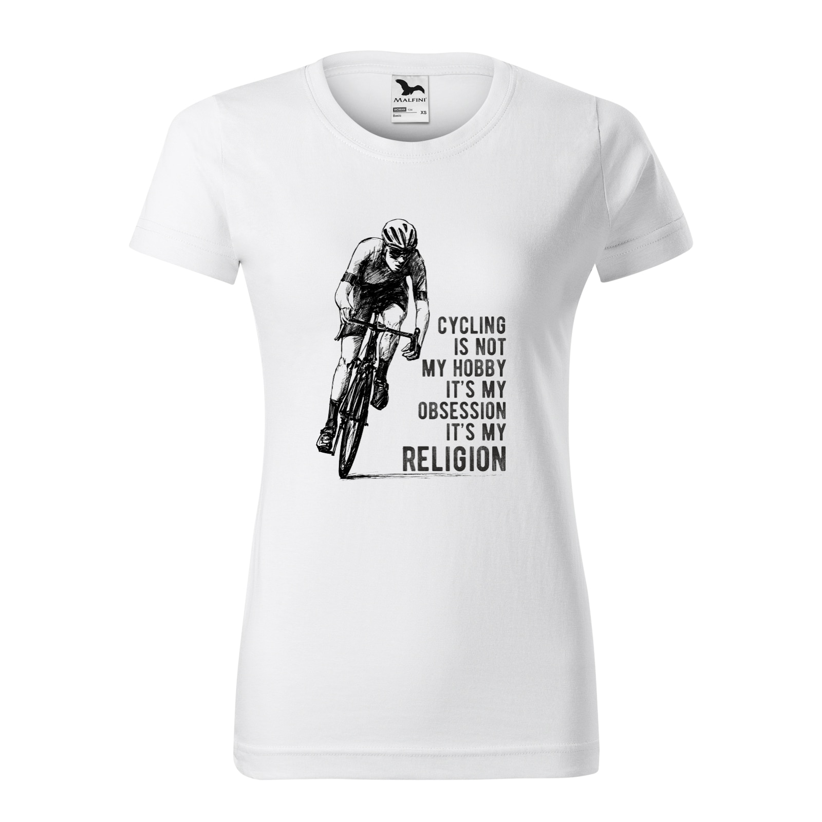 Tricou clasic, la baza gatului, alb, pentru dama, idee de cadou pentru biciclisti, Cycling is Not my Hobby, marime XL