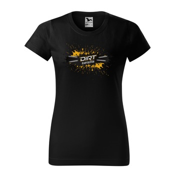 Tricou clasic, la baza gatului, negru, pentru dama, idee de cadou pentru biciclisti, Dirt is my Glitter, marime XS