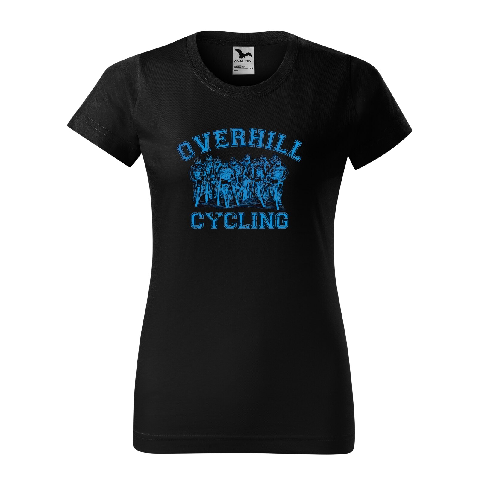 Tricou clasic, la baza gatului, negru, pentru dama, idee de cadou pentru biciclisti, Overhill Group Cycling, marime L