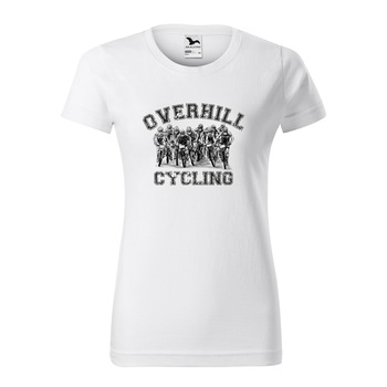 Tricou clasic, la baza gatului, alb, pentru dama, idee de cadou pentru biciclisti, Overhill Group Cycling, marime L Tricou clasic, la baza gatului, alb, pentru dama, idee de cadou pentru biciclisti, Overhill Group Cycling, marime L